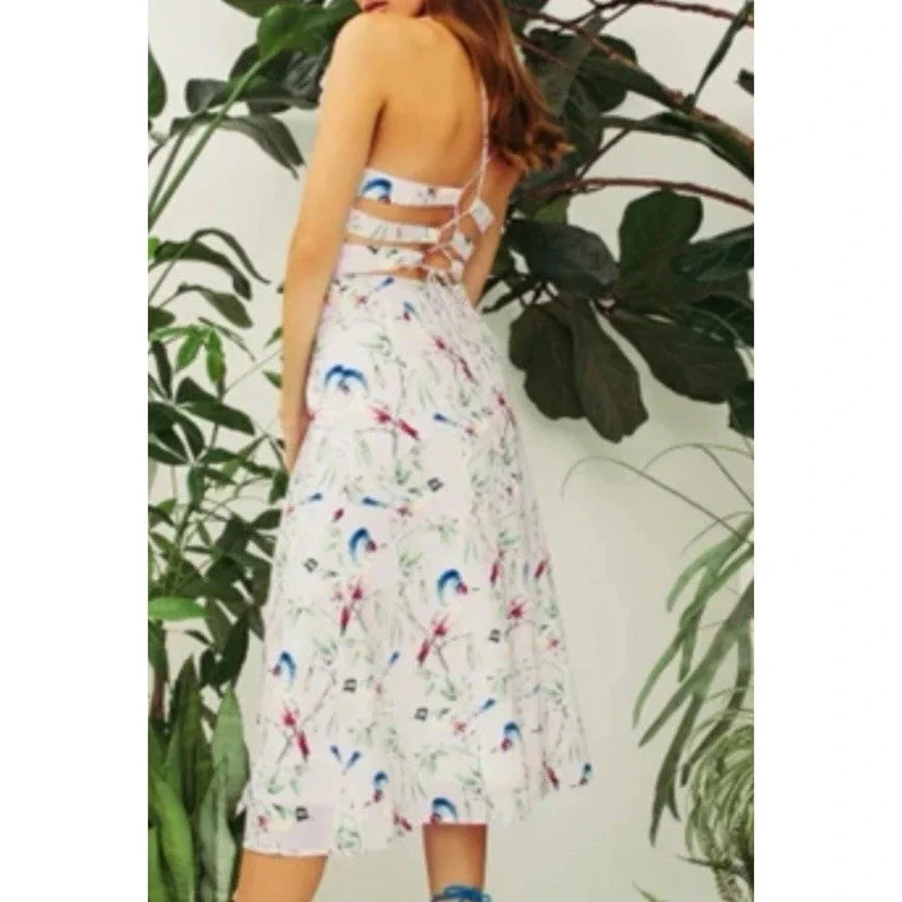 NWT Hilary MacMillan Lace Up Back Oiseau Midi Dress Size 1X - Picture 3 of 9